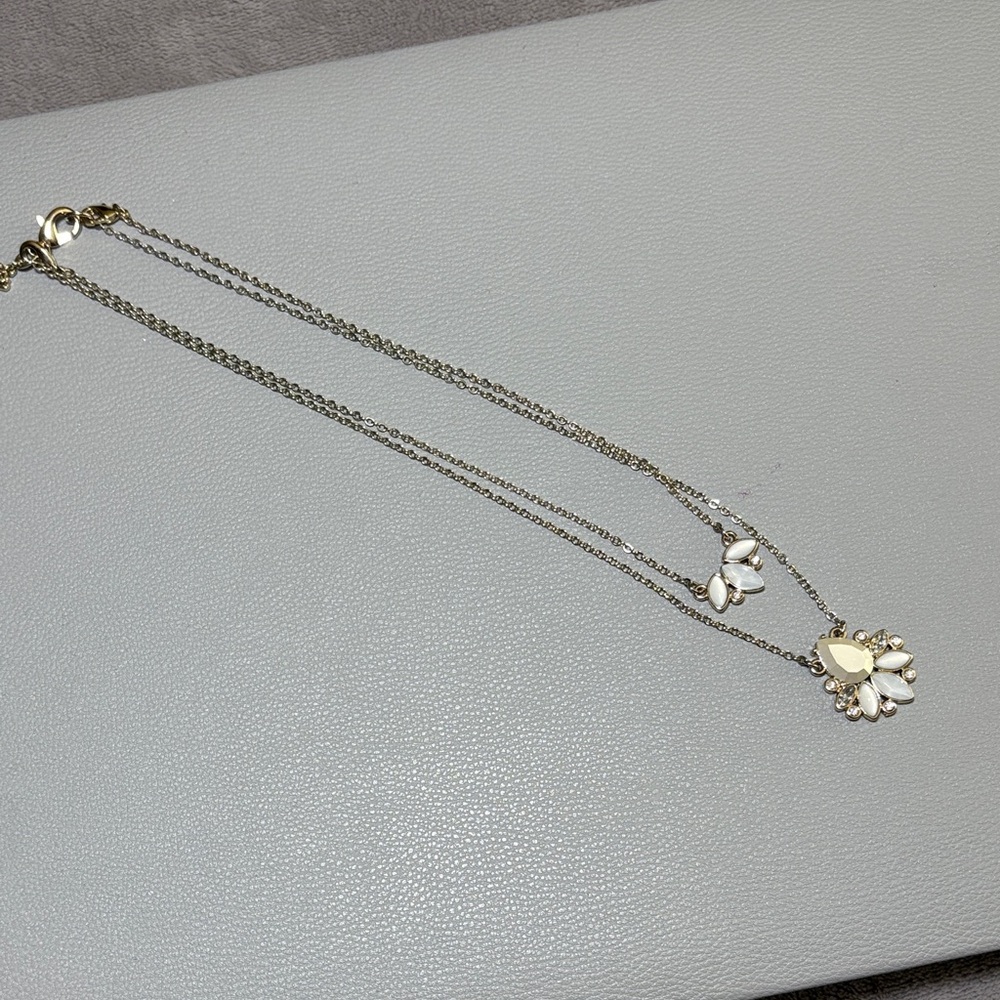 Silver and white double necklace